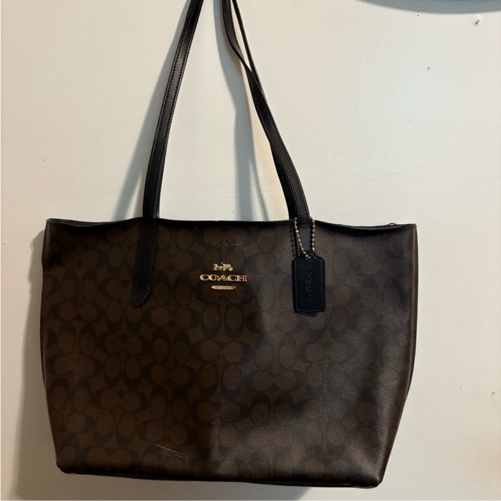 Coach Signature Dark Brown Tote
